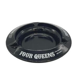 Vintage Four Queens Hotel & Casino Las Vegas NV Nevada Black Ashtray